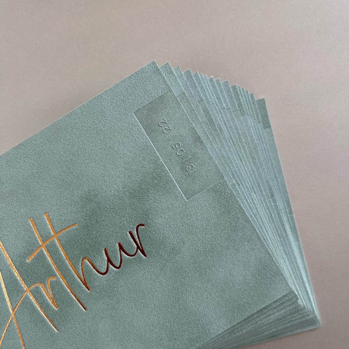 Velvet geboortekaartje groen voor grote broer