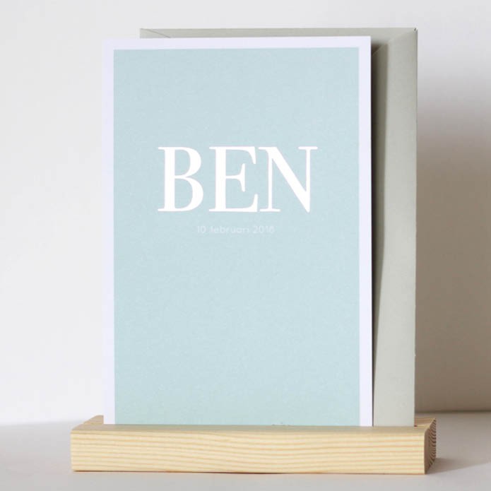 Geboortekaartje met kader in oudgroen en zilverfolie