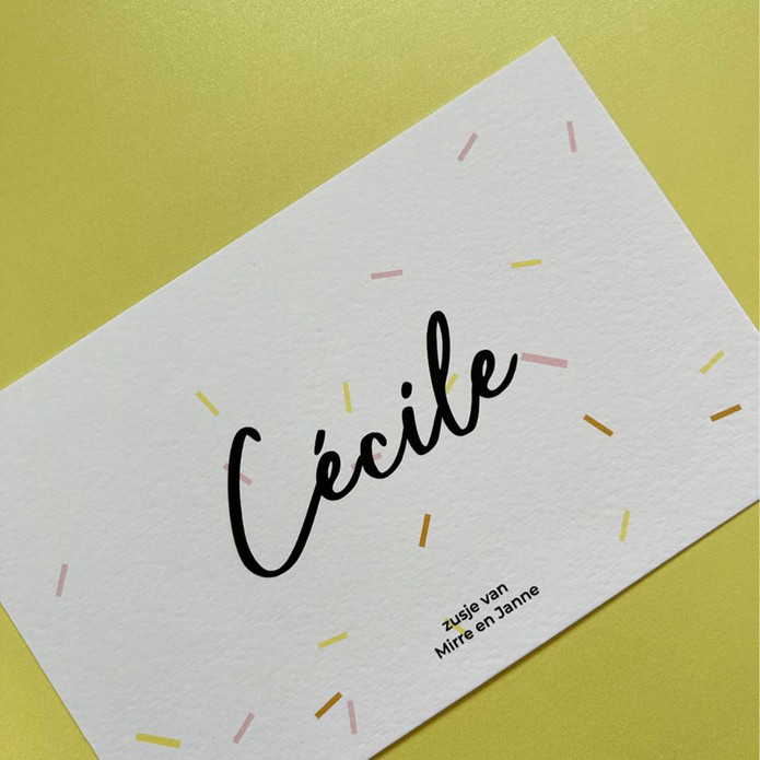 Geboortekaartje meisje met confetti in kleur