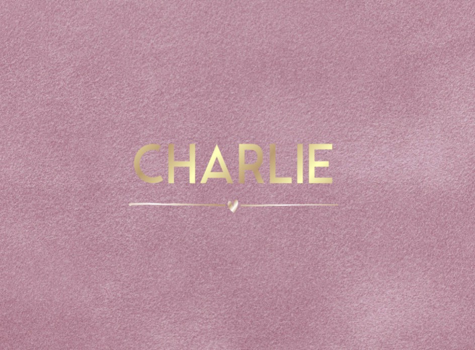 Chique geboortekaartje meisje met écht velvet oud roze