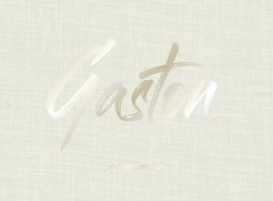 Écht linnen geboortekaartje met glimmende folie