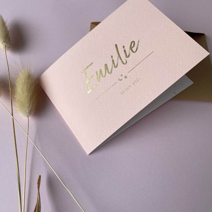 Lief geboortekaartje met maan en sterren meisje