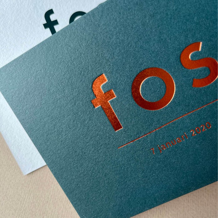 Jongens geboortekaartje met vosje in koperfolie