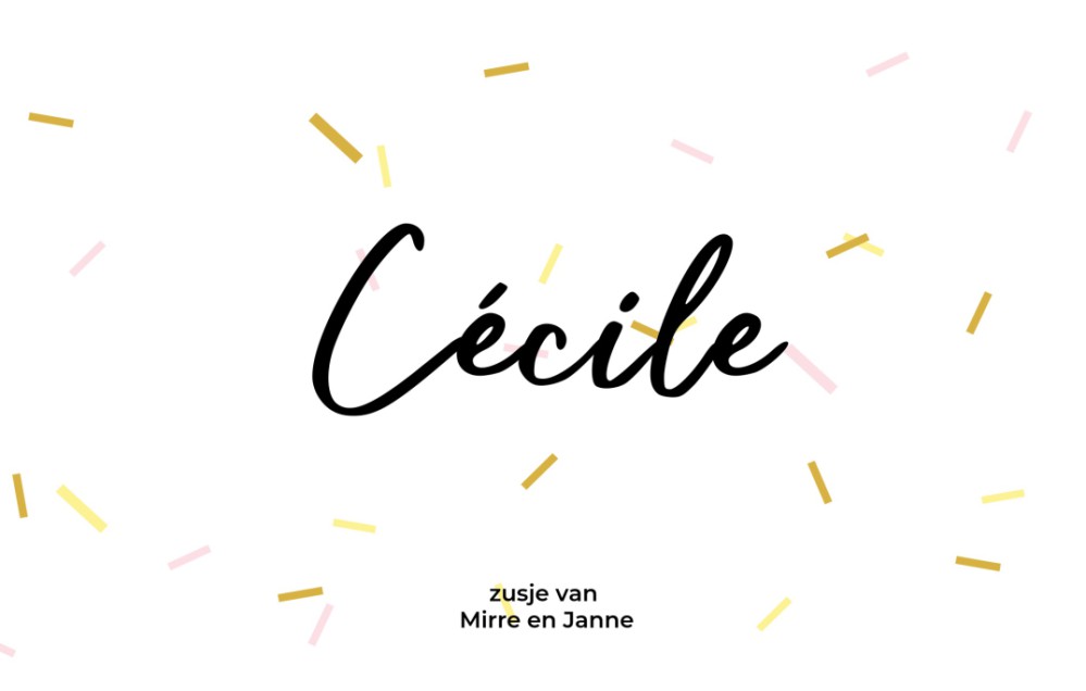 Geboortekaartje meisje met confetti in kleur