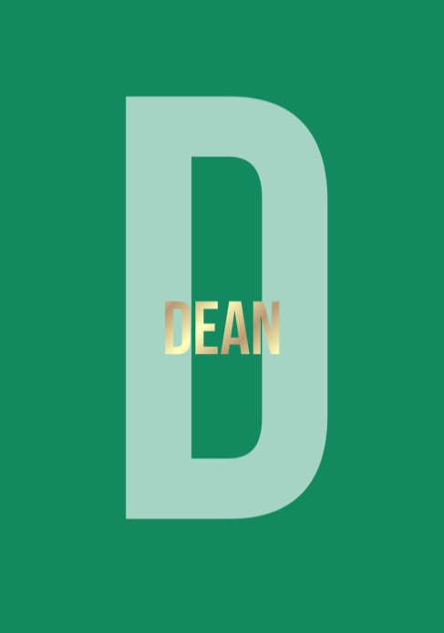 Geboortekaartje met grote strakke letter en foliedruk naam jongen