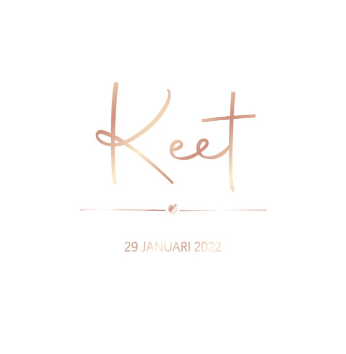 Geboortekaartje met rosé goudfolie in minimalistische stijl