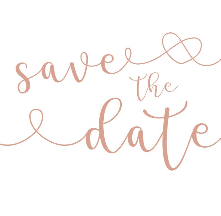 Luxe save the date kaart vierkant met rosé goudfolie