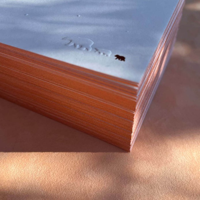 Luxe geboortekaartje meisje met ijsbeertjes uit het papier gedrukt en koperfolie