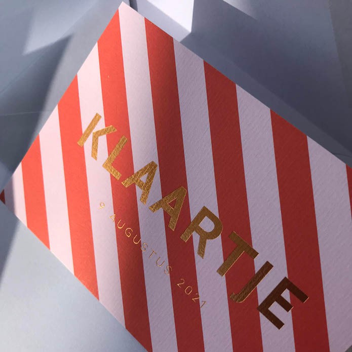 Bijzonder geboortekaartje meisje met strepen