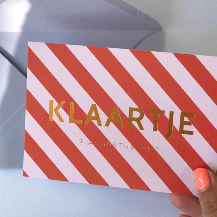 Bijzonder geboortekaartje meisje met strepen