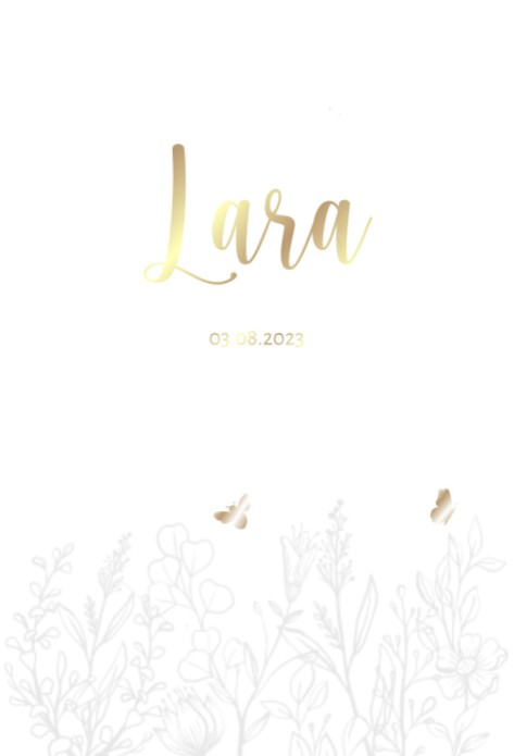 Minimalistisch geboortekaartje met bloemenveld