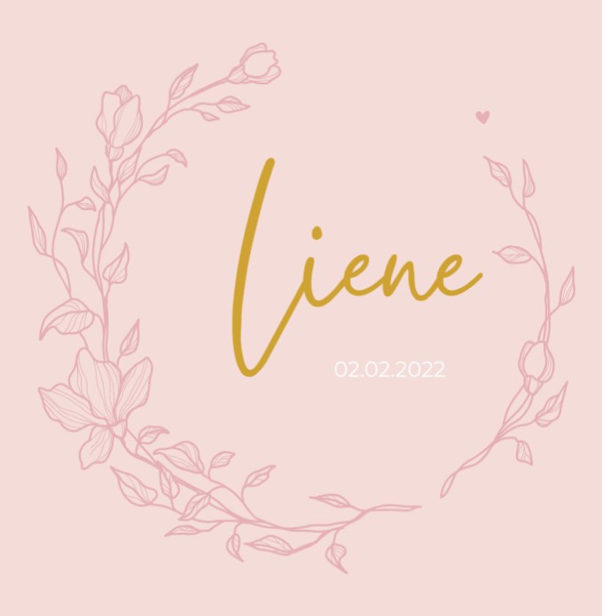 Lief geboortekaartje meisje met krans in roze