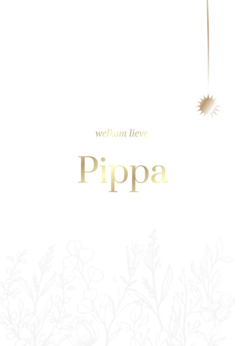 Lief goudfolie geboortekaartje bloemen