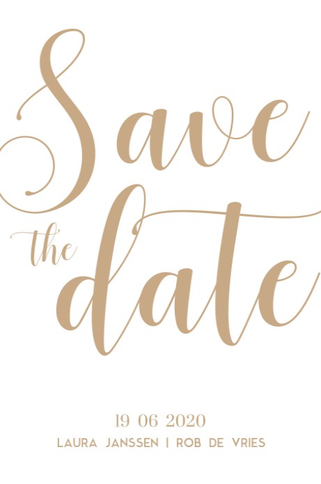 Luxe save the date kaart met goudfolie