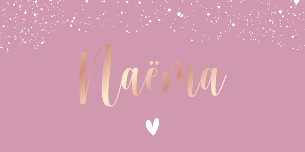 Meisjes geboortekaartje oudroze en rosé kleurige folieprint