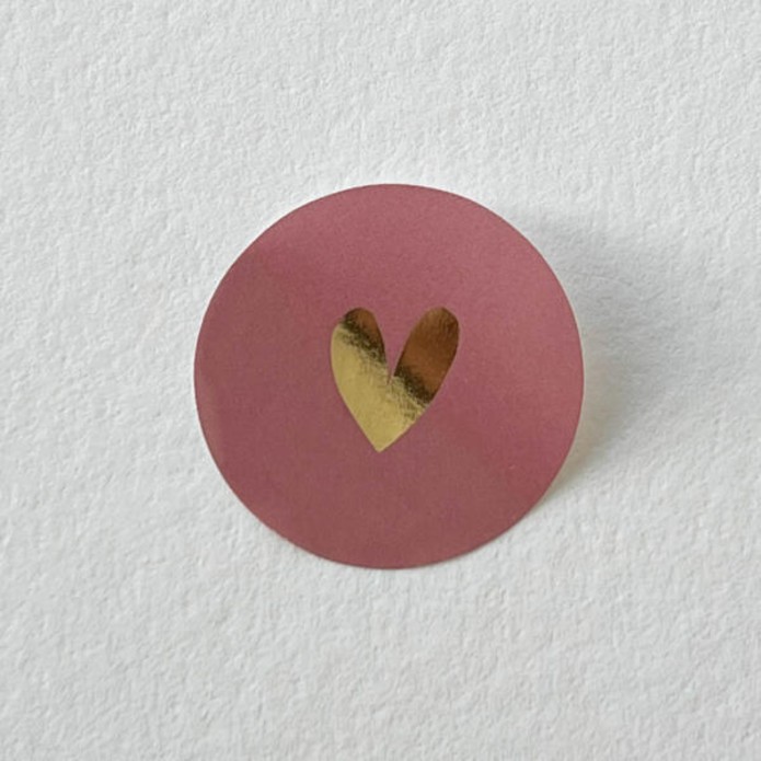 Sluitsticker framboos, goud hartje