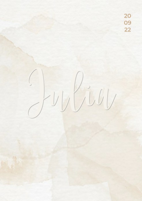 Rustig waterverf geboortekaartje met preeg en goudfolie