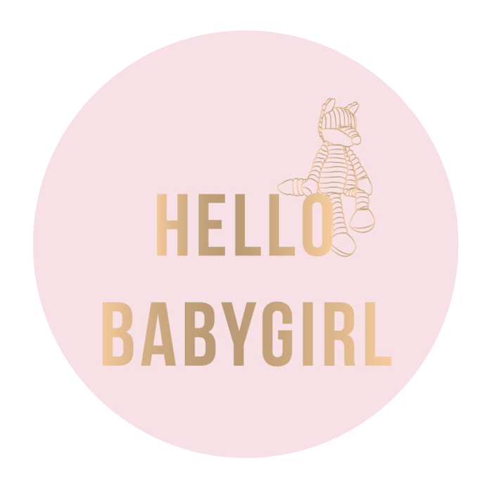 Sluitsticker roze, babygirl met gouden vos knuffel