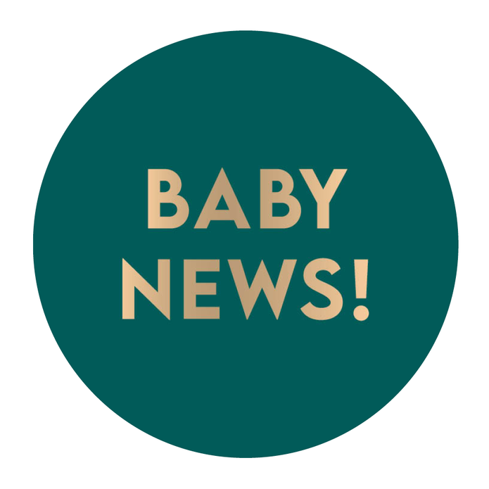 Sluitsticker groen, goud babynews