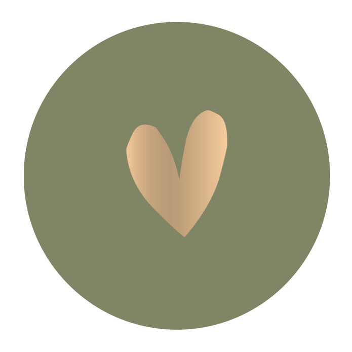 Sluitsticker mosgroen, goud hartje