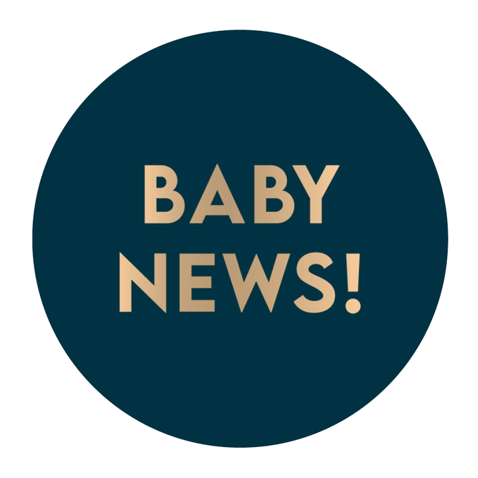 Sluitsticker petrol, goud babynews