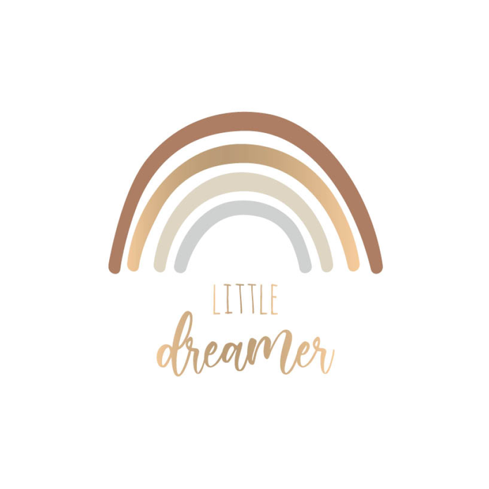 Sluitsticker wit, gouden regenboog little dreamer