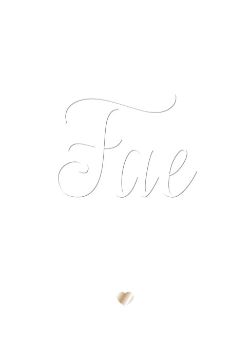 Sober en sereen geboortekaartje met naam in letterpress preeg verhoogd