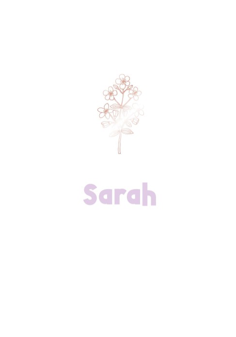 Sober geboortekaartje wit met roségoud boeketje