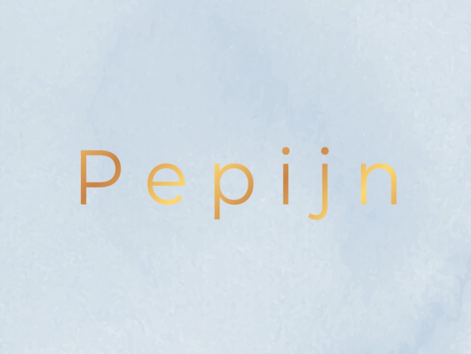 Stijlvol kaartje, zacht azuurblauw met bronsfolie naam