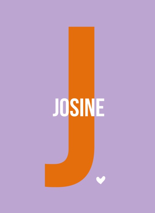 Stoer geboortekaartje met grote letter in kleur