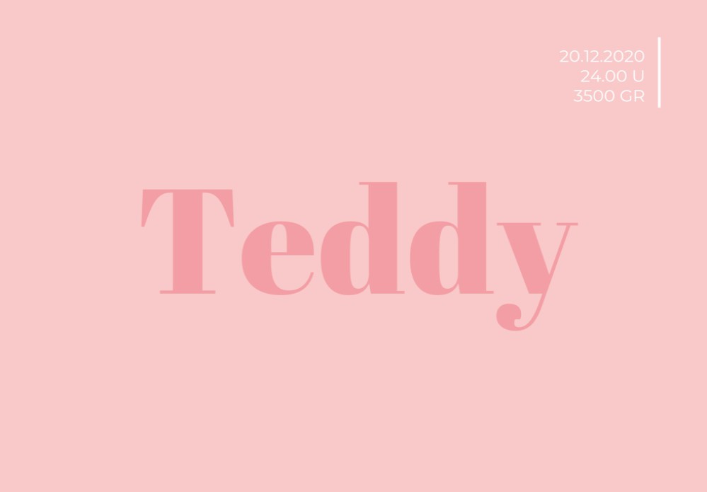 Strak geboortekaartje met licht roze, roze en wit voor een meisje