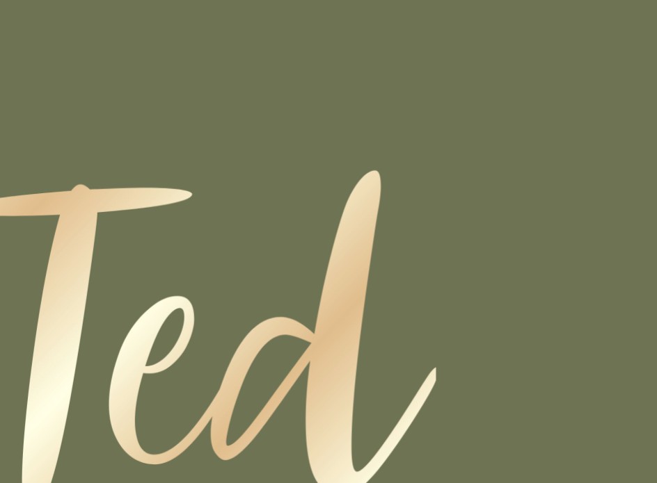 Strak mosgroen geboortekaartje met grote naam matte goudfolie