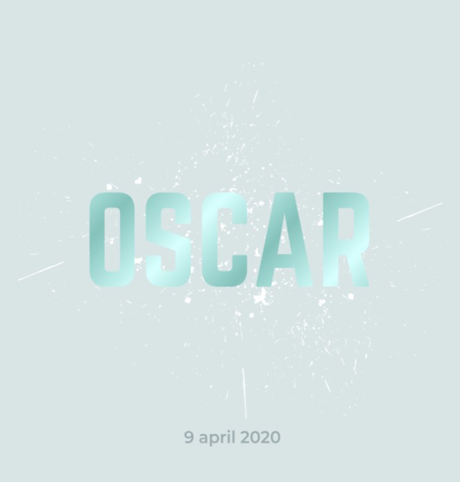 Uniek oceaan blauw foliekaartje voor jongen Oscar