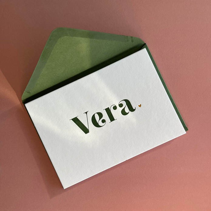 Romantisch stoer letterpress geboortekaart meisje