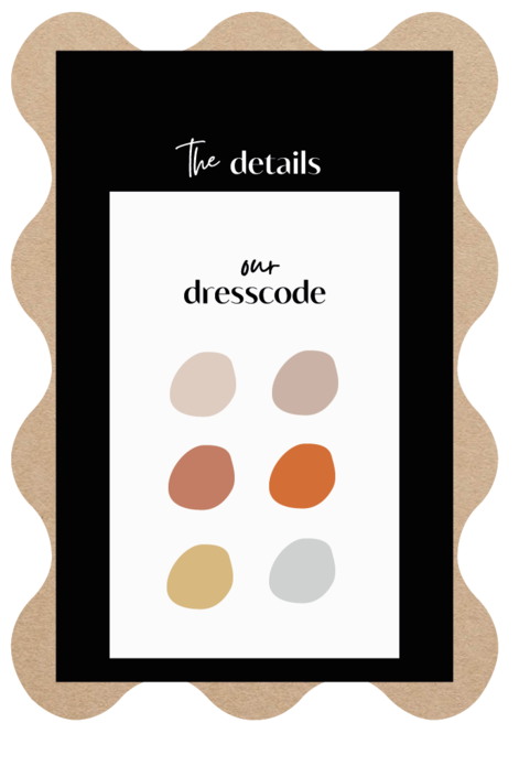 Volledige wedding stationary in bijzondere vormen op gekleurd papier