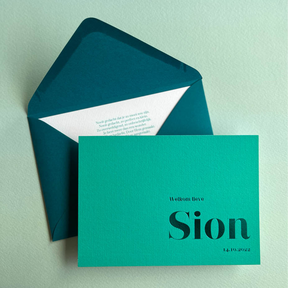 Structuurpapier wit + petrol folie | Origineel kaartje zelf maken