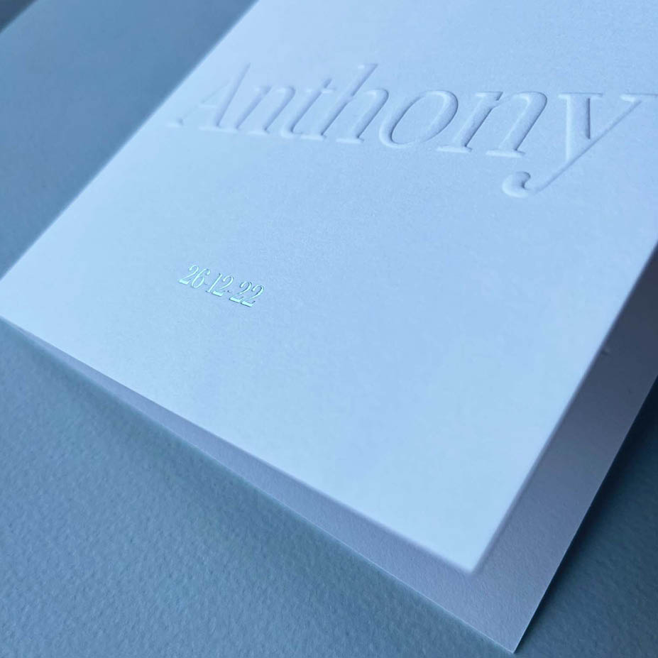 Old Mill 300gr +  zilverblauw folie + reliëfdruk | Origineel kaartje Lou