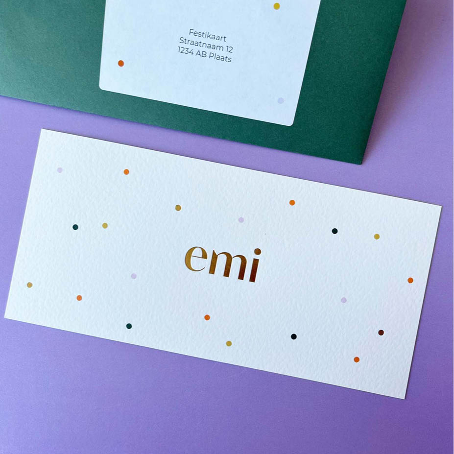 Reliëfpapier + goudfolie | Origineel kaartje Mara