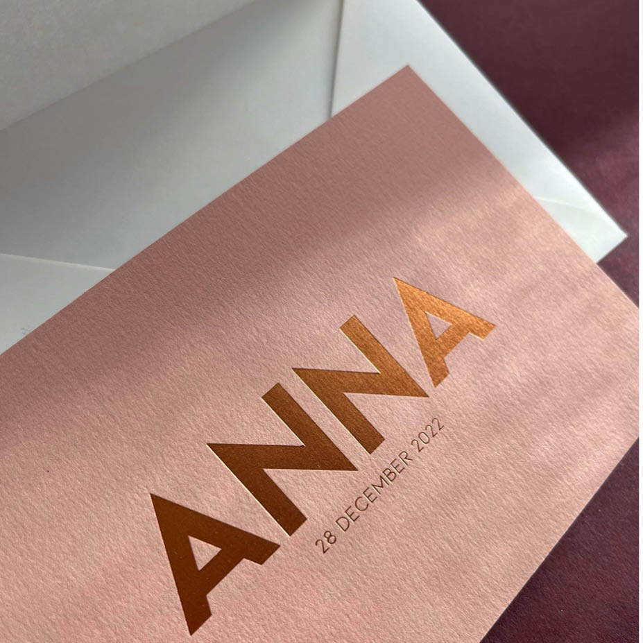 Structuurpapier + matte koperfolie | Origineel kaartje Mijs